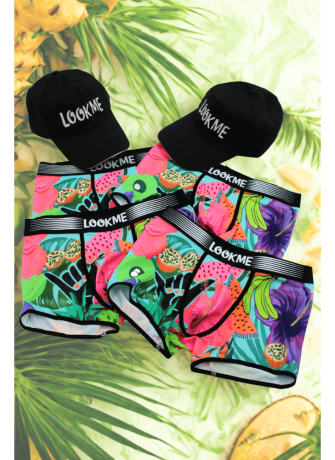 Pack 4 Boxer LM2402-67SWE LOOKME + 2 Casquettes Offertes